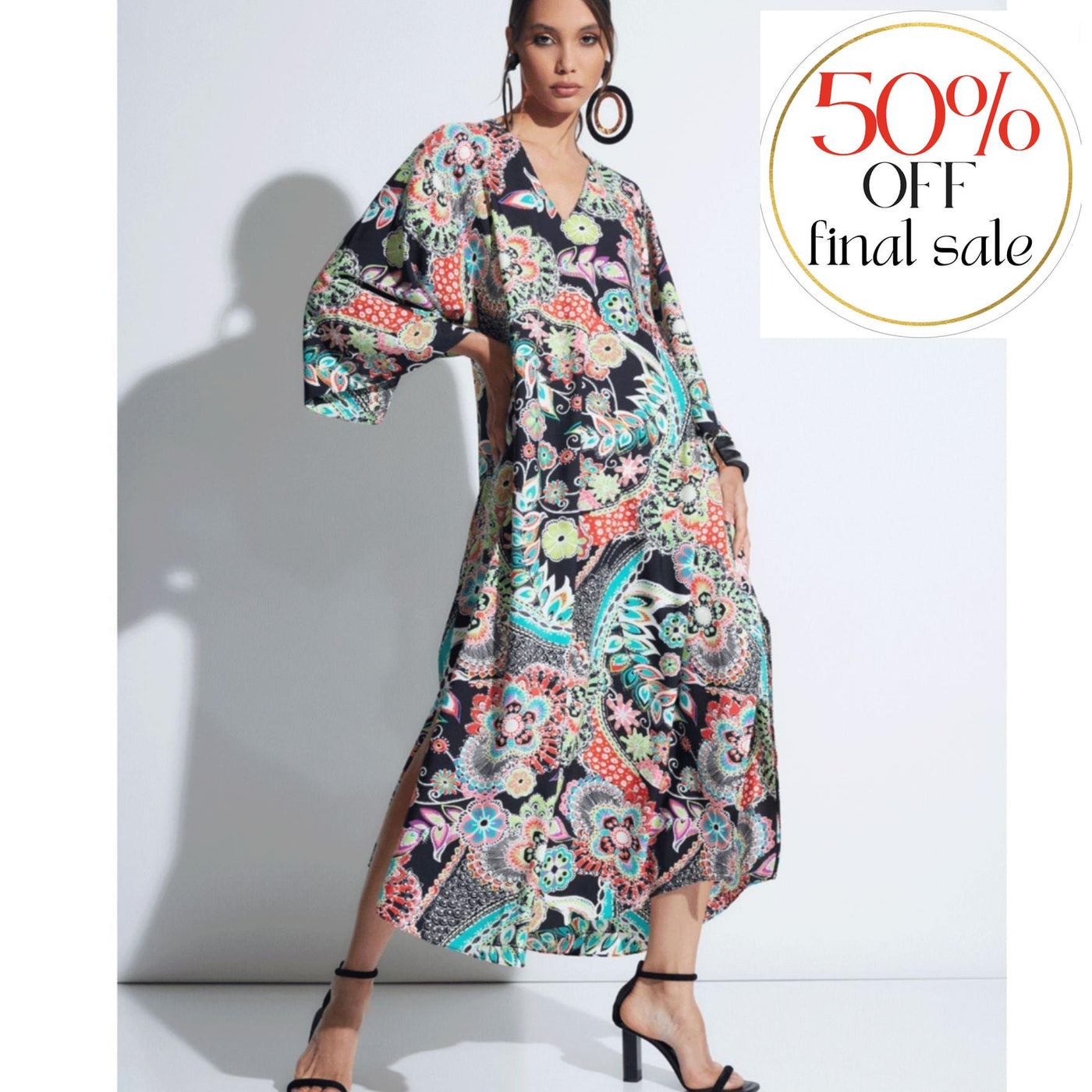 Natori Peizuri Caftan R70028-Loungewear-Natori-Black Multi-Medium-Anna Bella Fine Lingerie, Reveal Your Most Gorgeous Self!