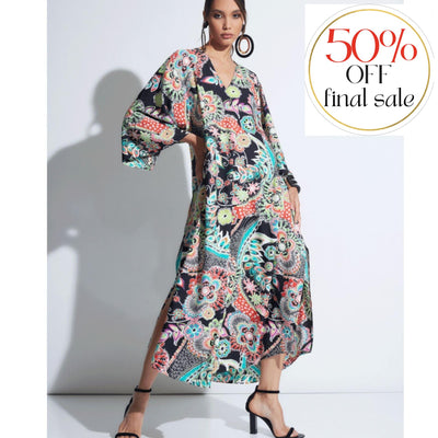 Natori Peizuri Caftan R70028-Loungewear-Natori-Black Multi-Medium-Anna Bella Fine Lingerie, Reveal Your Most Gorgeous Self!