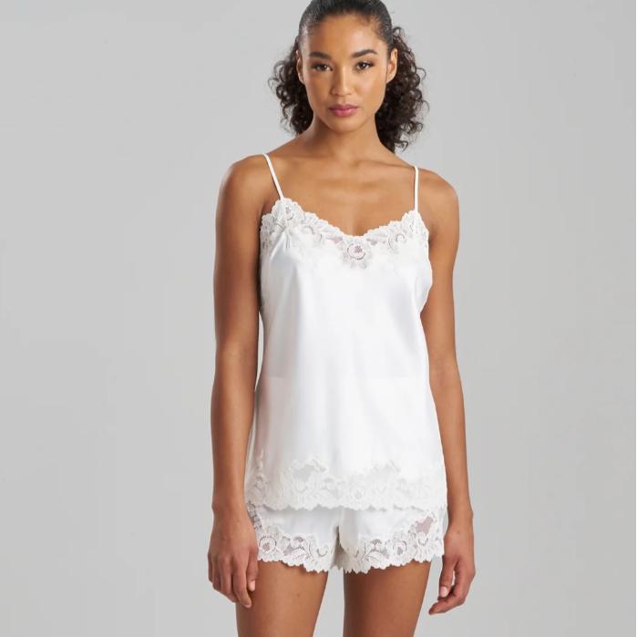 Natori Peony Glamour Cami Short Set U76148 in Warm White-Loungewear-Natori-Warm White-XSmall-Anna Bella Fine Lingerie, Reveal Your Most Gorgeous Self!