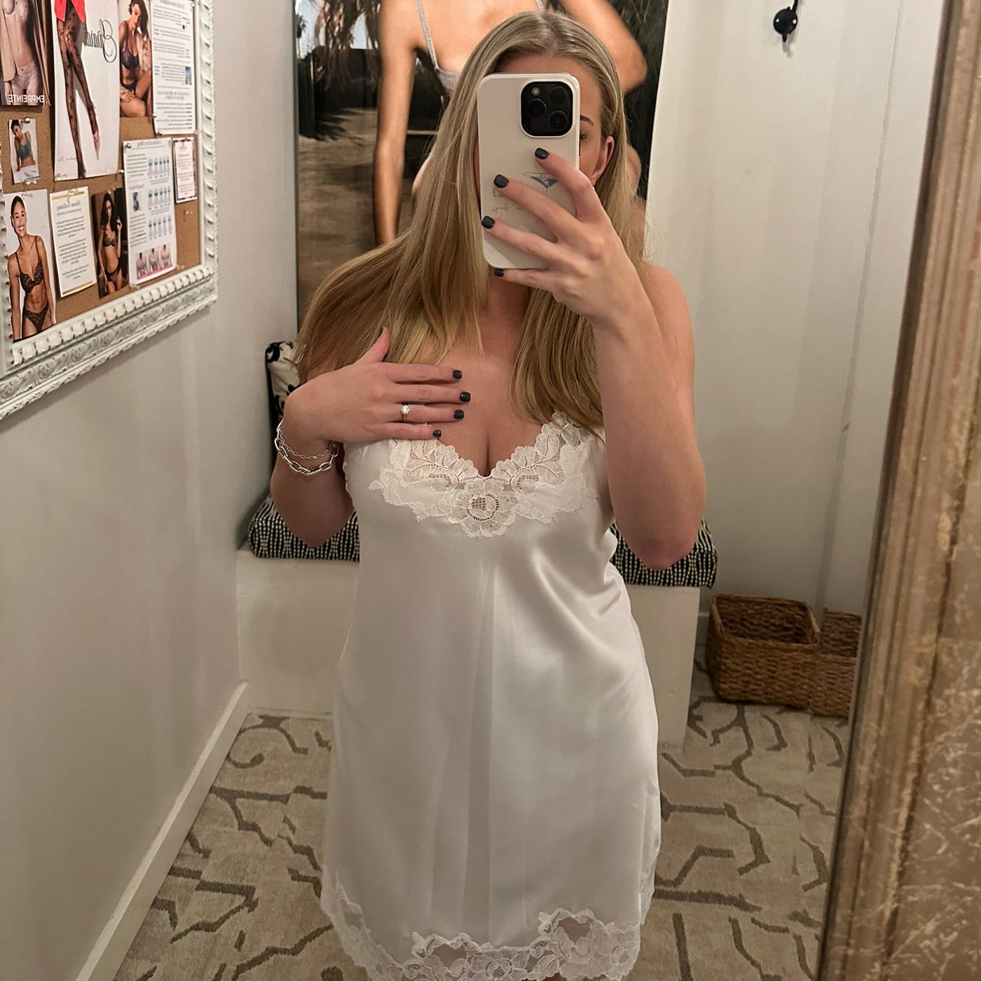 Natori Peony Glamour Chemise U78248 in Warm White-Loungewear-Natori-Warm White-XSmall-Anna Bella Fine Lingerie, Reveal Your Most Gorgeous Self!