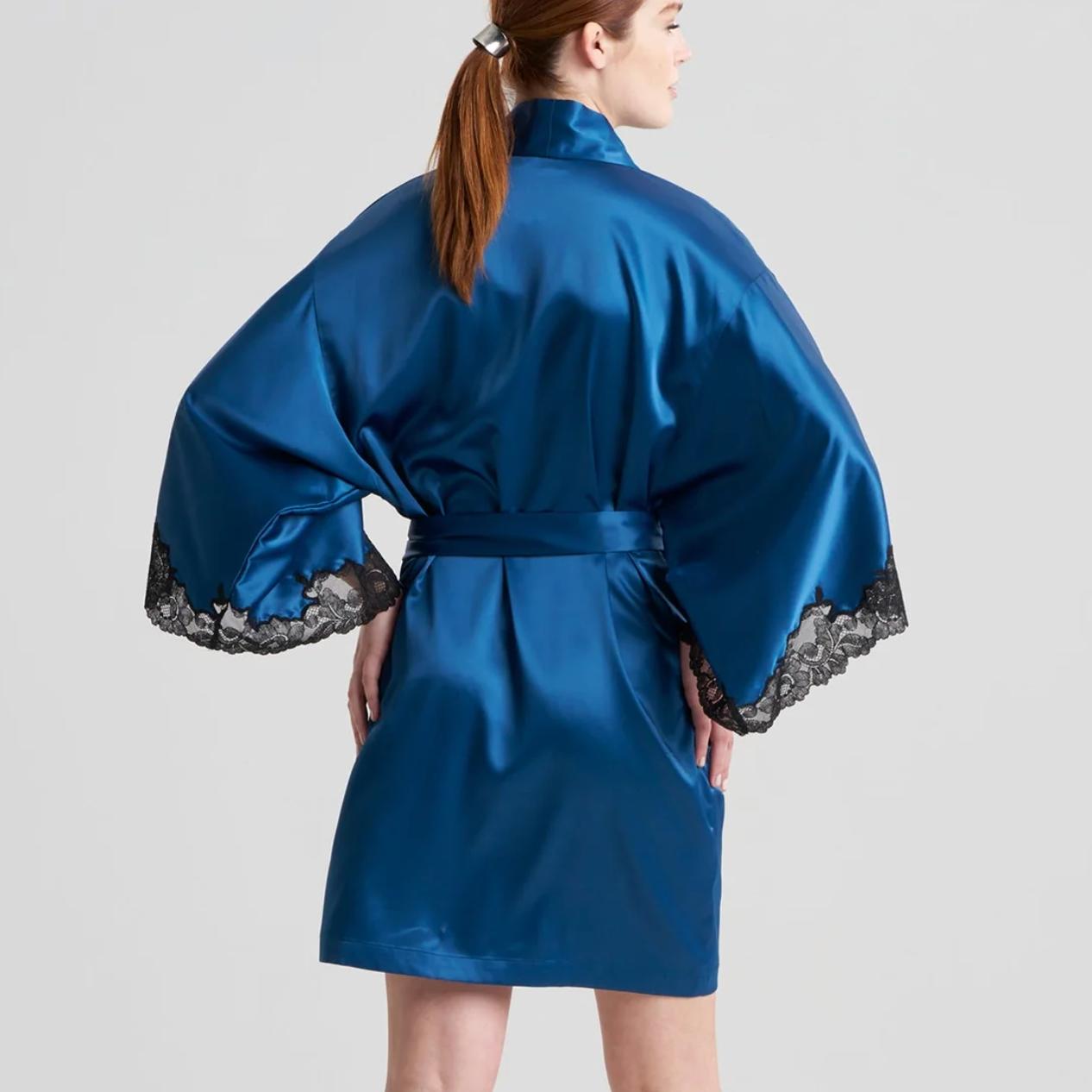 Natori Peony Glamour Wrap V74148 in Midnight Teal-Anna Bella Fine Lingerie-Midnight Teal-Small-