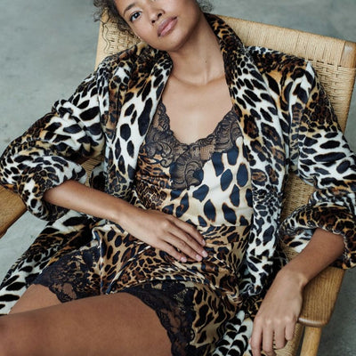 Natori Plush Leopard Robe in Chestnut H74274-Robes-Natori-Chestnut-Small-Anna Bella Fine Lingerie, Reveal Your Most Gorgeous Self!