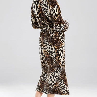 Natori Plush Leopard Robe in Chestnut H74274-Robes-Natori-Chestnut-Small-Anna Bella Fine Lingerie, Reveal Your Most Gorgeous Self!