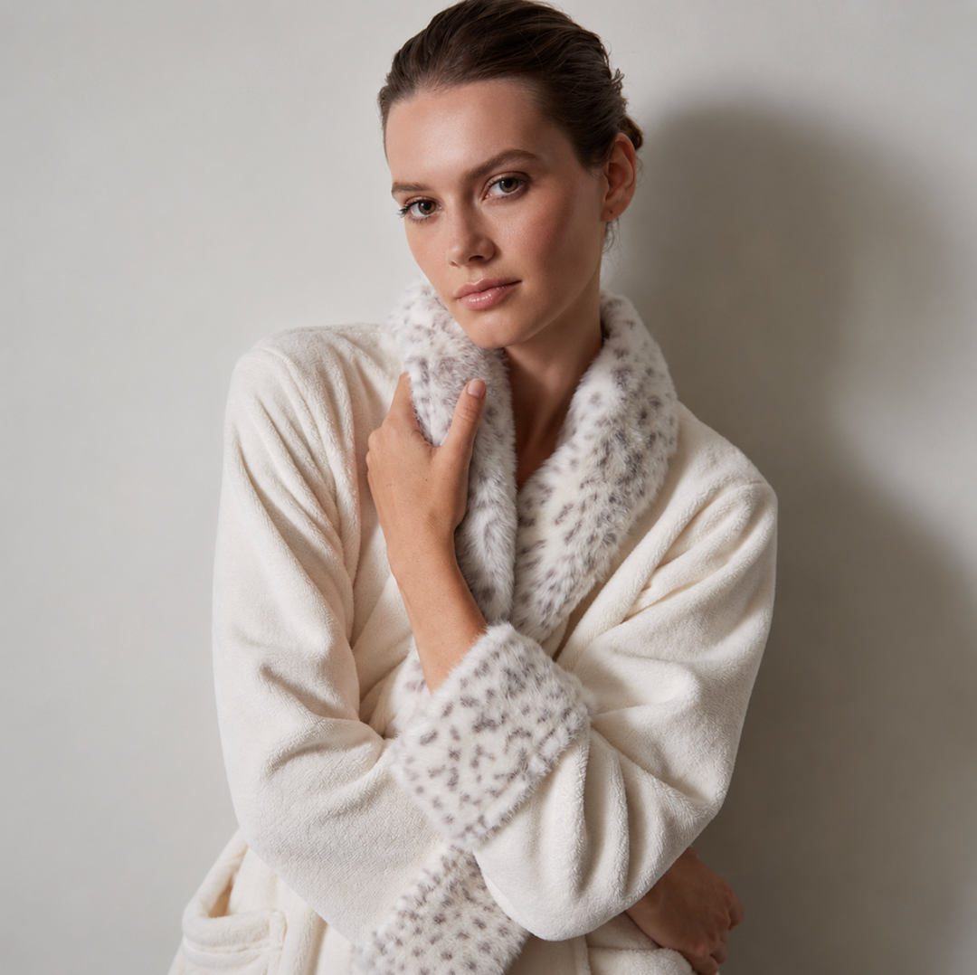 Natori Plush Lynx Robe in Zen White NC4068-Robes-Natori-Zen White-Small-Anna Bella Fine Lingerie, Reveal Your Most Gorgeous Self!