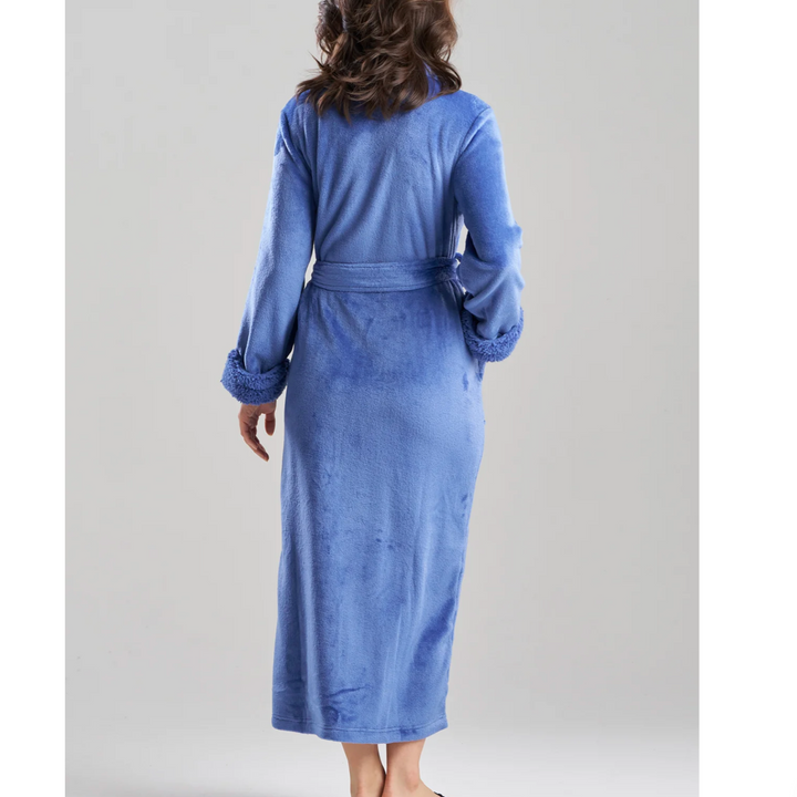 Natori Plush Sherpa 52" Robe D74068 in Bluefrost-Robes-Natori-Bluefrost-XSmall-Anna Bella Fine Lingerie, Reveal Your Most Gorgeous Self!