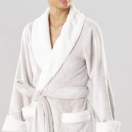 Natori Plush Sherpa 52" Robe D74068 in Frosted Faux Fur-Robes-Natori-Frosted Faux Fur-Small-Anna Bella Fine Lingerie, Reveal Your Most Gorgeous Self!