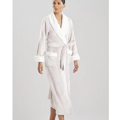 Natori Plush Sherpa 52" Robe D74068 in Frosted Faux Fur-Robes-Natori-Frosted Faux Fur-Small-Anna Bella Fine Lingerie, Reveal Your Most Gorgeous Self!