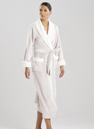 Natori Plush Sherpa 52" Robe D74068 in Frosted Faux Fur-Anna Bella Fine Lingerie-Frosted Faux Fur-Small-