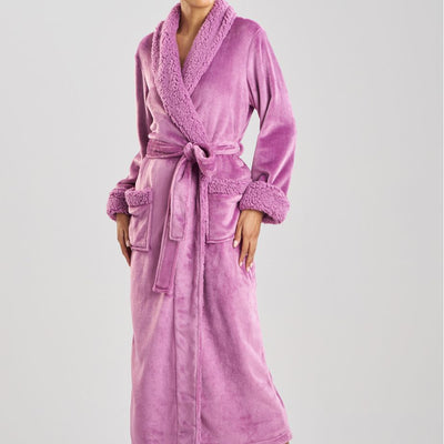 Natori Plush Sherpa 52" Robe D74068 in Lilac-Anna Bella Fine Lingerie-Lilac-XSmall-