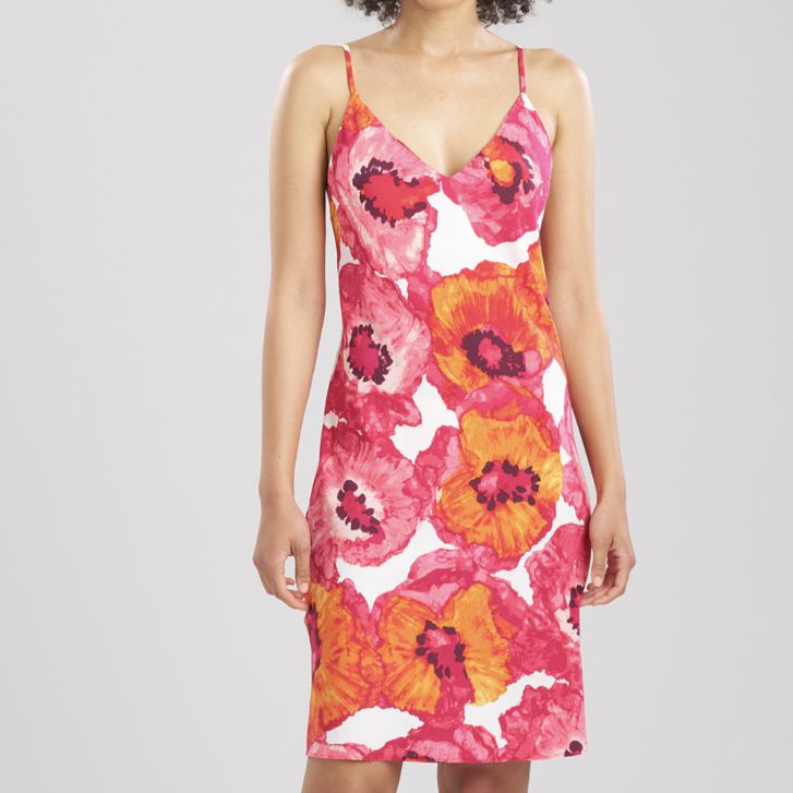 Natori Poppy 40" Slip in Pink Combo S73026-Loungewear-Natori-Pink Combo-XSmall-Anna Bella Fine Lingerie, Reveal Your Most Gorgeous Self!