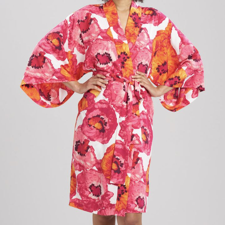 Natori Poppy 42" Robe in Pink Combo S76026-Robes-Natori-Pink Combo-Small-Anna Bella Fine Lingerie, Reveal Your Most Gorgeous Self!