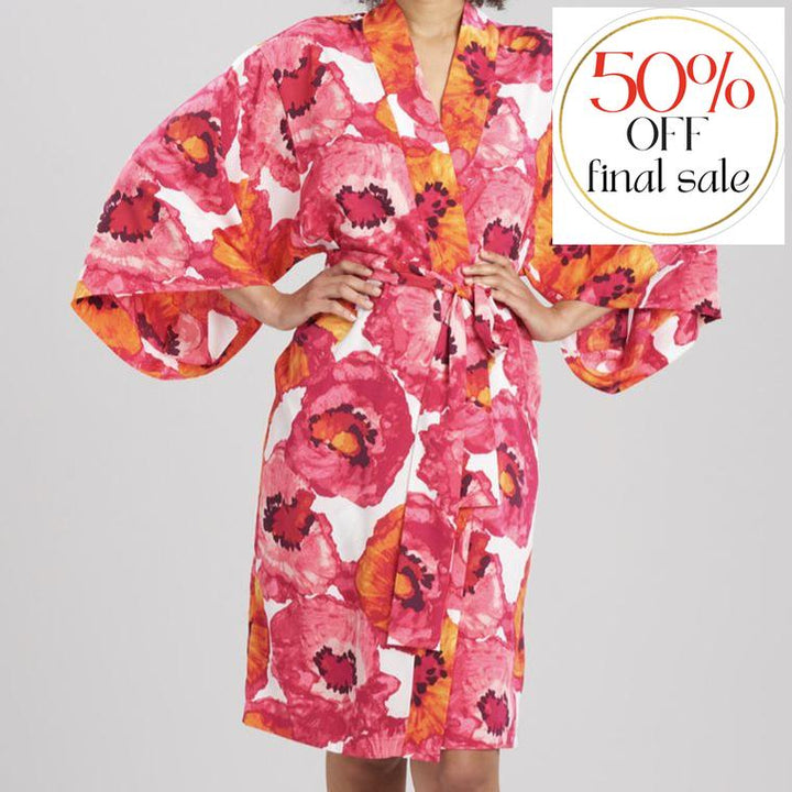 Natori Poppy 42" Robe in Pink Combo S76026-Robes-Natori-Pink Combo-Small-Anna Bella Fine Lingerie, Reveal Your Most Gorgeous Self!