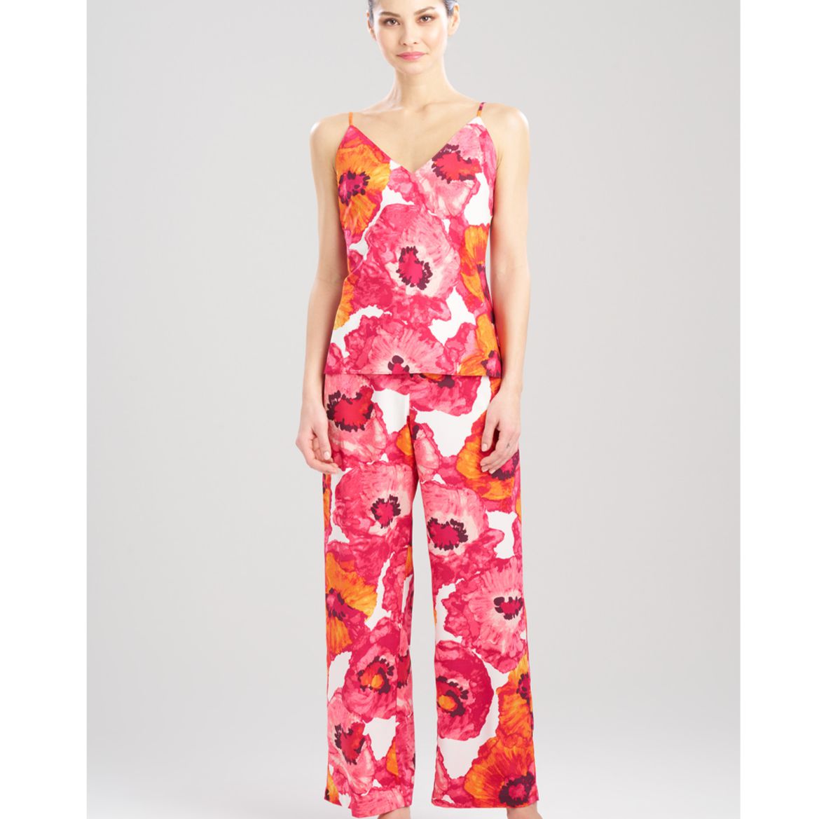 Natori Poppy Cami Pant PJ Set in Pink Combo S76026-Loungewear-Natori-Pink Combo-XSmall-Anna Bella Fine Lingerie, Reveal Your Most Gorgeous Self!