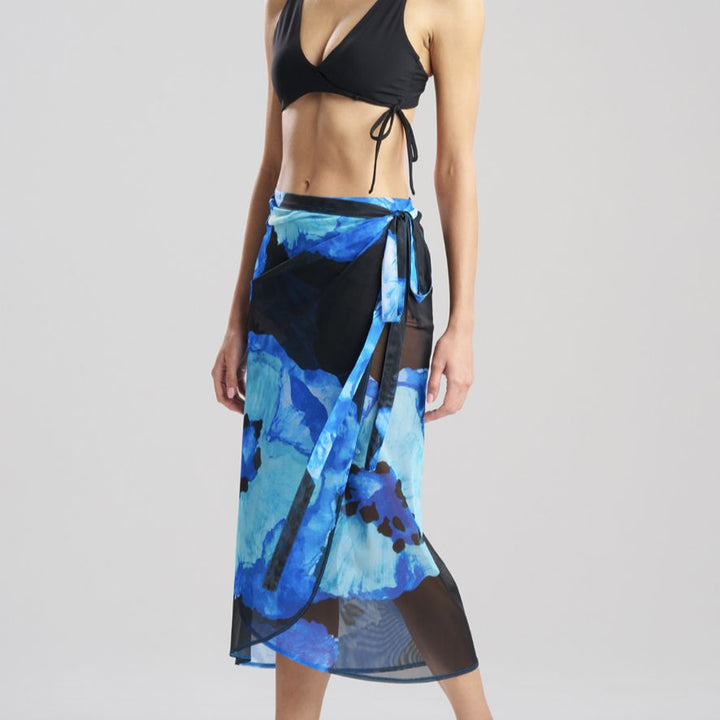Natori Poppy Sheer Sarong T77008 in Blue-Swimwear-Natori-Blue-XSmall/Small-Anna Bella Fine Lingerie, Reveal Your Most Gorgeous Self!