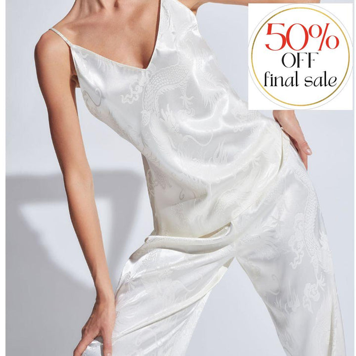 Natori RYU Jacquard Cami PJ in Ivory Q76166-Loungewear-Natori-Ivory-XSmall-Anna Bella Fine Lingerie, Reveal Your Most Gorgeous Self!