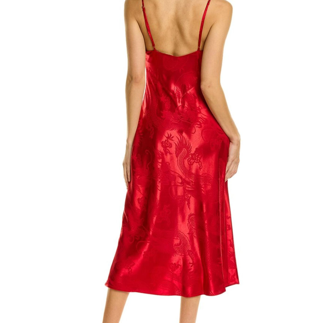 Natori RYU Jacquard Gown in Brocade Red Q73066-Loungewear-Natori-Brocade Red-Small-Anna Bella Fine Lingerie, Reveal Your Most Gorgeous Self!