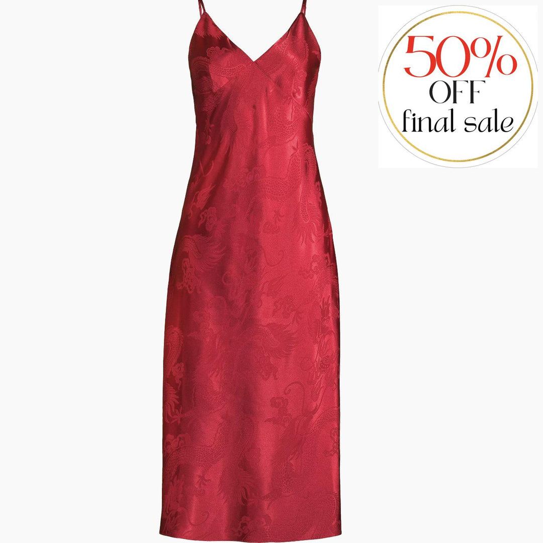 Natori RYU Jacquard Gown in Brocade Red Q73066-Loungewear-Natori-Brocade Red-Small-Anna Bella Fine Lingerie, Reveal Your Most Gorgeous Self!
