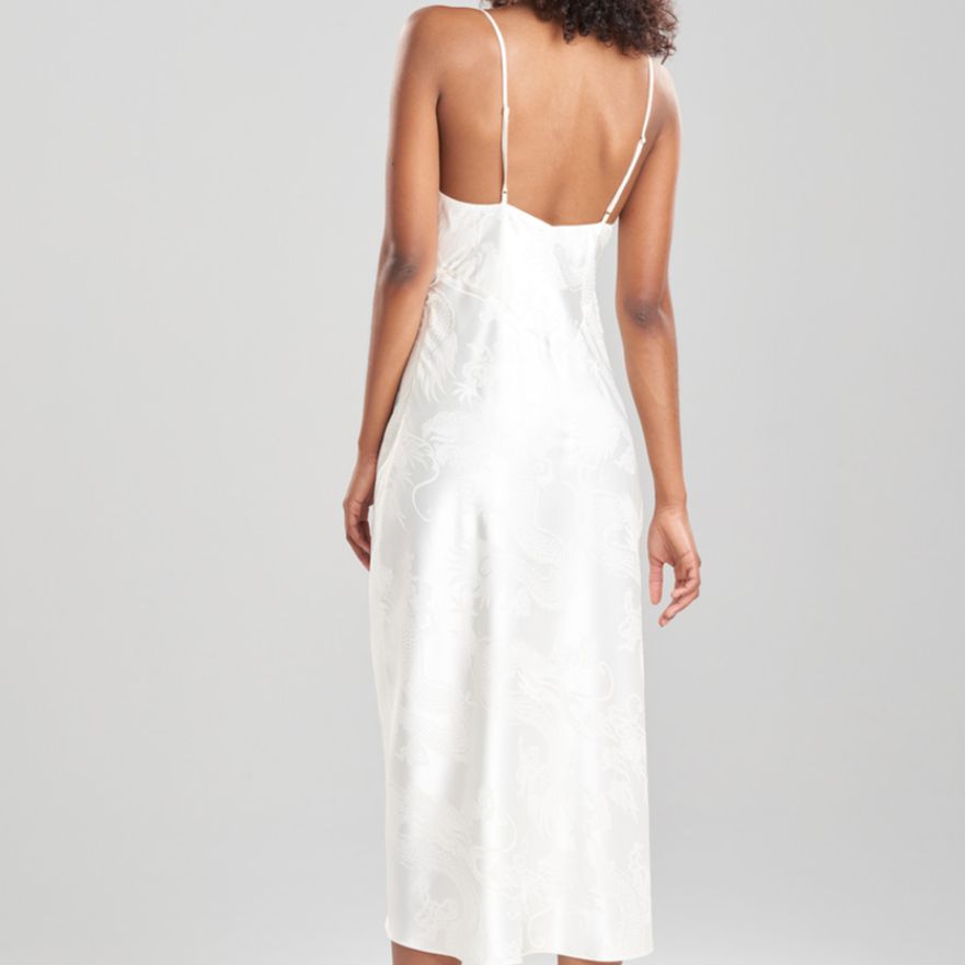Natori RYU Jacquard Gown in Ivory Q73066-Loungewear-Natori-Ivory-XSmall-Anna Bella Fine Lingerie, Reveal Your Most Gorgeous Self!
