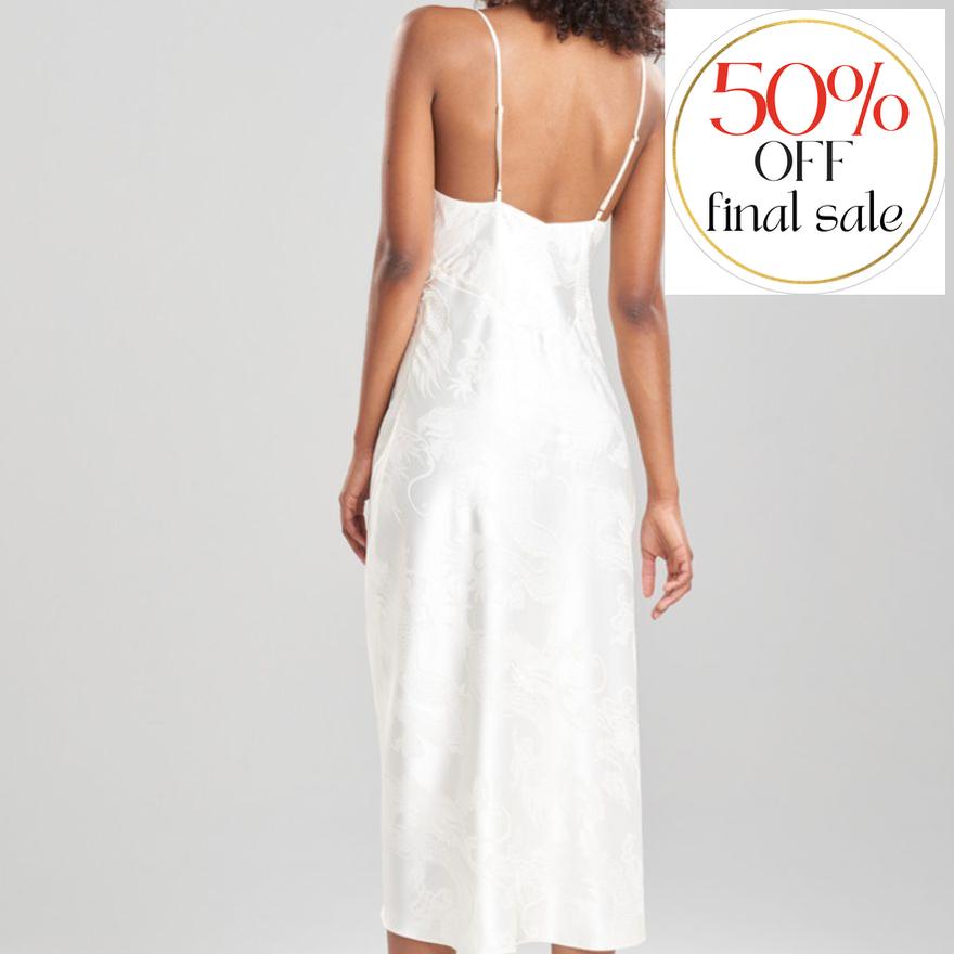 Natori RYU Jacquard Gown in Ivory Q73066-Loungewear-Natori-Ivory-XSmall-Anna Bella Fine Lingerie, Reveal Your Most Gorgeous Self!