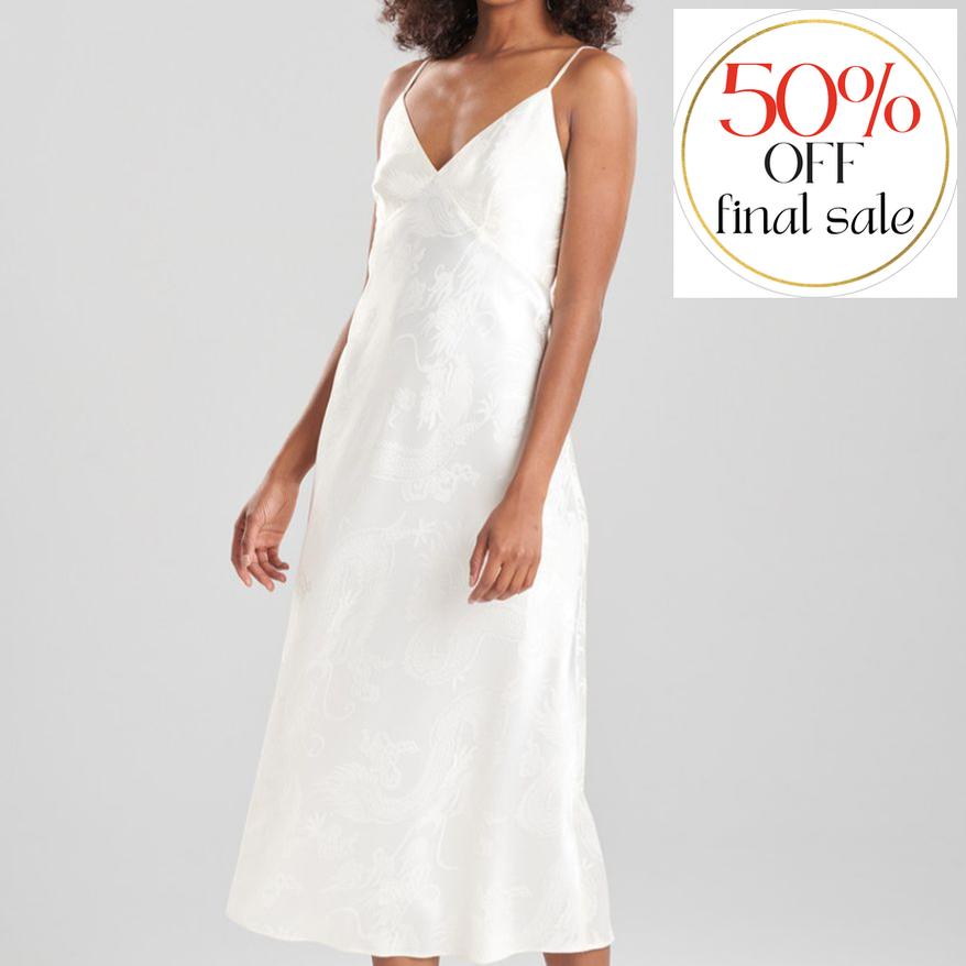 Natori RYU Jacquard Gown in Ivory Q73066-Loungewear-Natori-Ivory-XSmall-Anna Bella Fine Lingerie, Reveal Your Most Gorgeous Self!