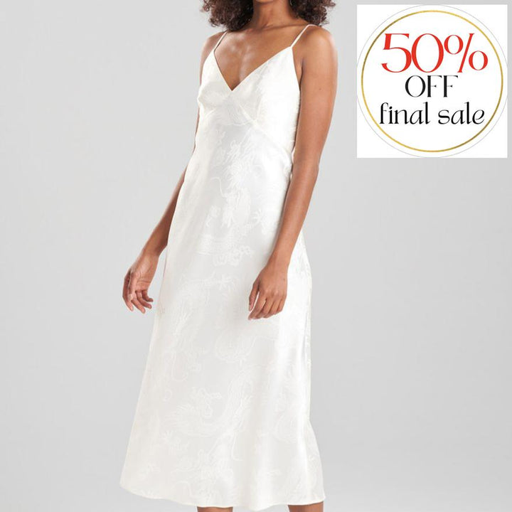 Natori RYU Jacquard Gown in Ivory Q73066-Loungewear-Natori-Ivory-XSmall-Anna Bella Fine Lingerie, Reveal Your Most Gorgeous Self!