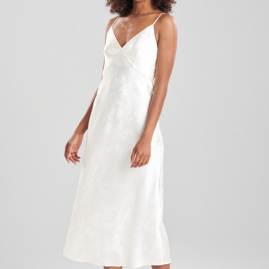 Natori RYU Jacquard Gown in Ivory Q73066-Loungewear-Natori-Ivory-XSmall-Anna Bella Fine Lingerie, Reveal Your Most Gorgeous Self!