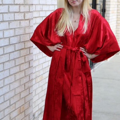 Natori RYU Jacquard Robe in Brocade Red Q74066-Robes-Natori-Brocade Red-XSmall-Anna Bella Fine Lingerie, Reveal Your Most Gorgeous Self!