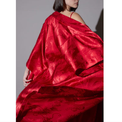 Natori RYU Jacquard Robe in Brocade Red Q74066-Robes-Natori-Brocade Red-XSmall-Anna Bella Fine Lingerie, Reveal Your Most Gorgeous Self!