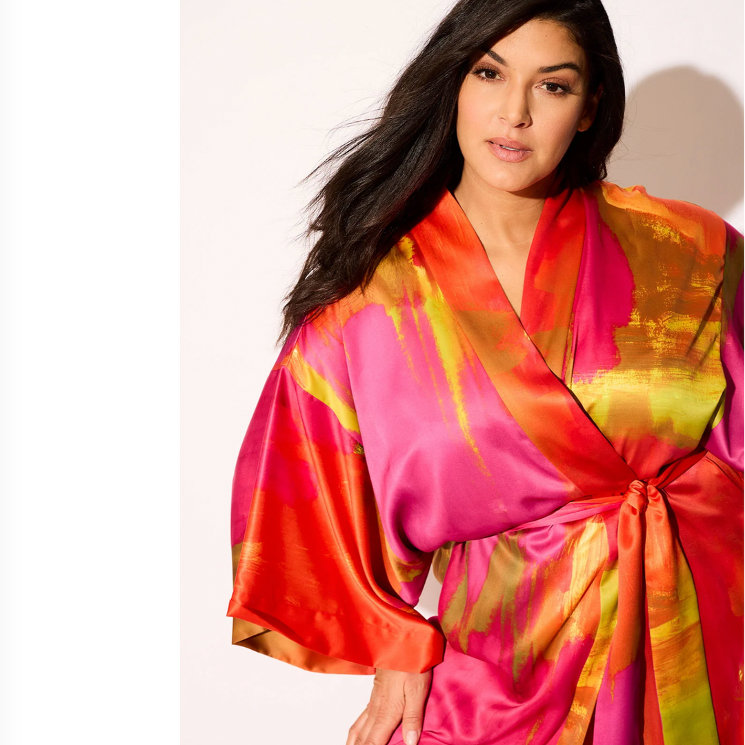 Natori Soleil Robe X74072-Sleepwear-Natori-Multi-XSmall-Anna Bella Fine Lingerie, Reveal Your Most Gorgeous Self!