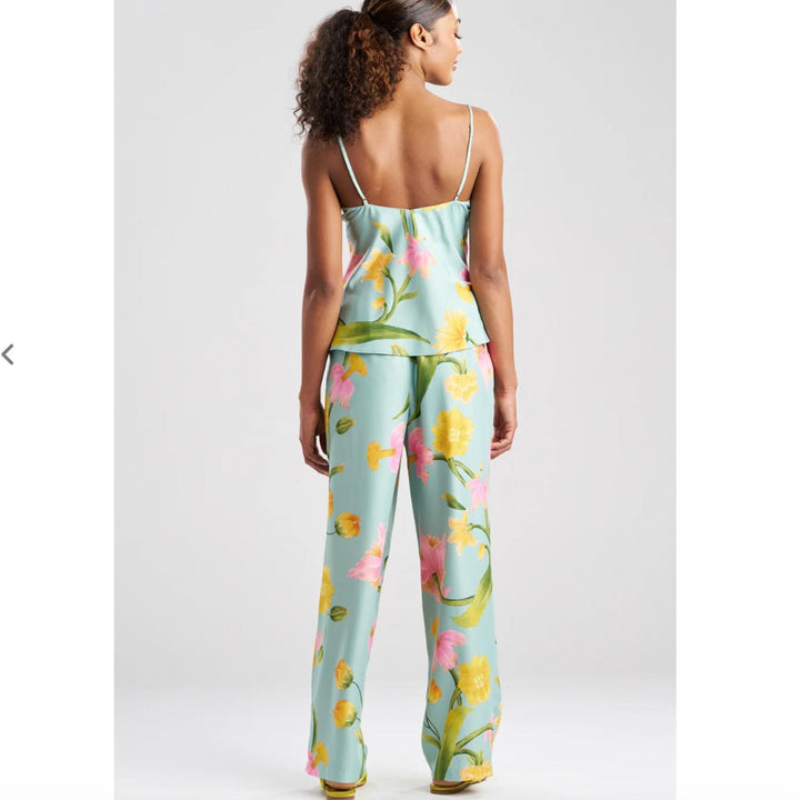 Natori Solene Matt Charmeuse Cami PJ X76041-Anna Bella Fine Lingerie-Sea Green Floral-XSmall-