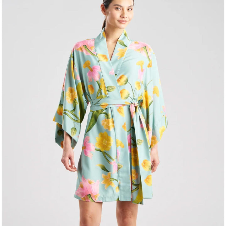 Natori Solene Matt Charmeuse Wrap X74041-Anna Bella Fine Lingerie-Sea Green Print-XSmall-