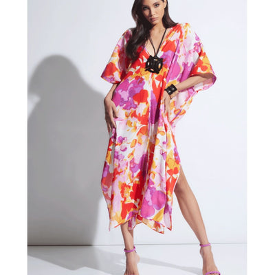 Natori Suisai Getaway Cotton Gauze Caftan R70037-Anna Bella Fine Lingerie-Fuscia-Small-