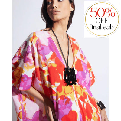 Natori Suisai Getaway Cotton Gauze Caftan R70037-Swimwear-Natori-Fuscia-Small-Anna Bella Fine Lingerie, Reveal Your Most Gorgeous Self!