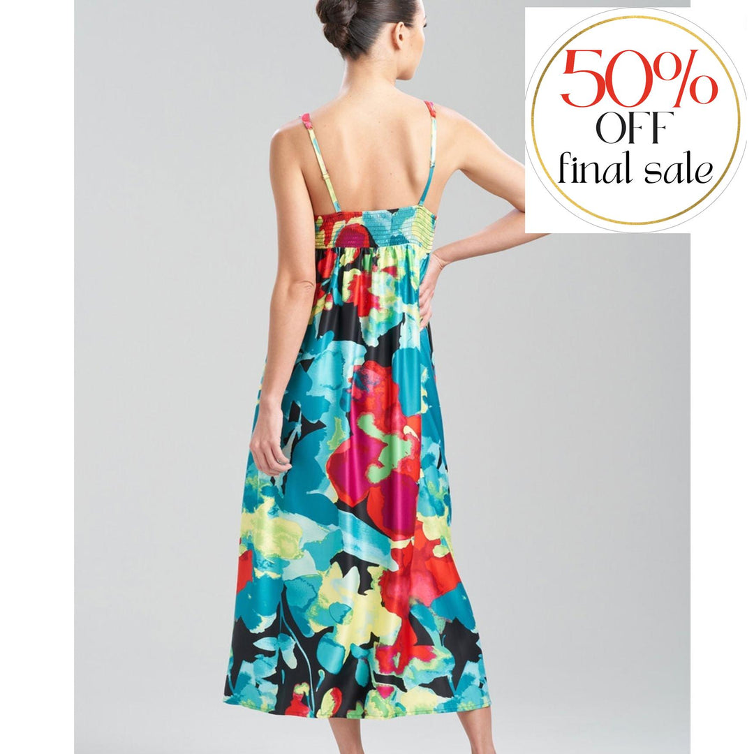 Natori Suisai Gown R73119-Swimwear-Natori-Black Multi Watercolor-Medium-Anna Bella Fine Lingerie, Reveal Your Most Gorgeous Self!