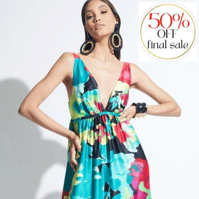 Natori Suisai Gown R73119-Swimwear-Natori-Black Multi Watercolor-Medium-Anna Bella Fine Lingerie, Reveal Your Most Gorgeous Self!