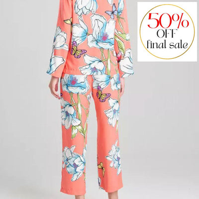 Natori Wild Poppy Pj set in Bright Coral R76009-Anna Bella Fine Lingerie-Bright Coral-XSmall-