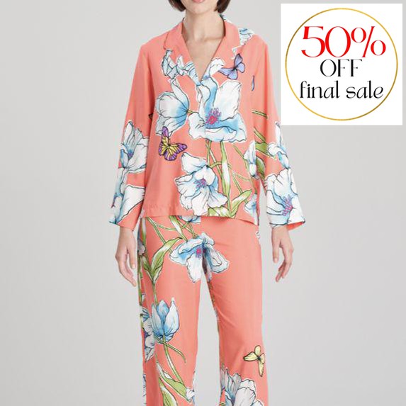 Natori Wild Poppy Pj set in Bright Coral R76009-Anna Bella Fine Lingerie-Bright Coral-XSmall-