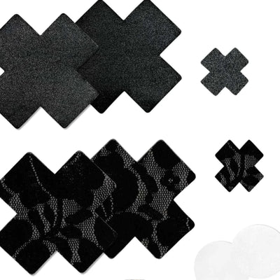 Nippies Black Cross Nipple Covers-Anna Bella Fine Lingerie-Black-Size B (smaller)-