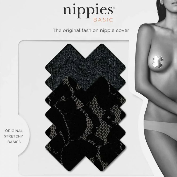 Nippies Black Cross Nipple Covers-Behind the Outfit Solutions-B-SIX-Black-Size B (smaller)-Anna Bella Fine Lingerie, Reveal Your Most Gorgeous Self!