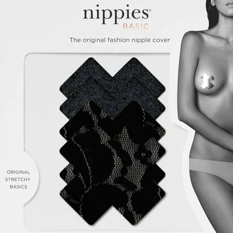 Nippies Black Cross Nipple Covers-Anna Bella Fine Lingerie-Black-Size B (smaller)-