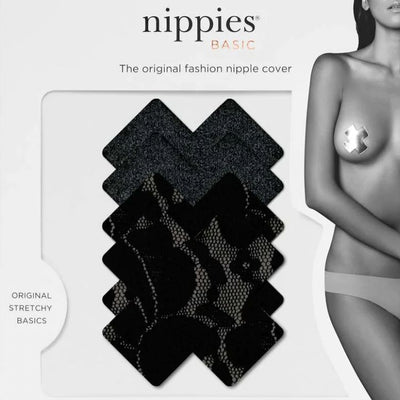 Nippies Black Cross Nipple Covers-Accessories-B-SIX-Black-Size B (smaller)-Anna Bella Fine Lingerie, Reveal Your Most Gorgeous Self!