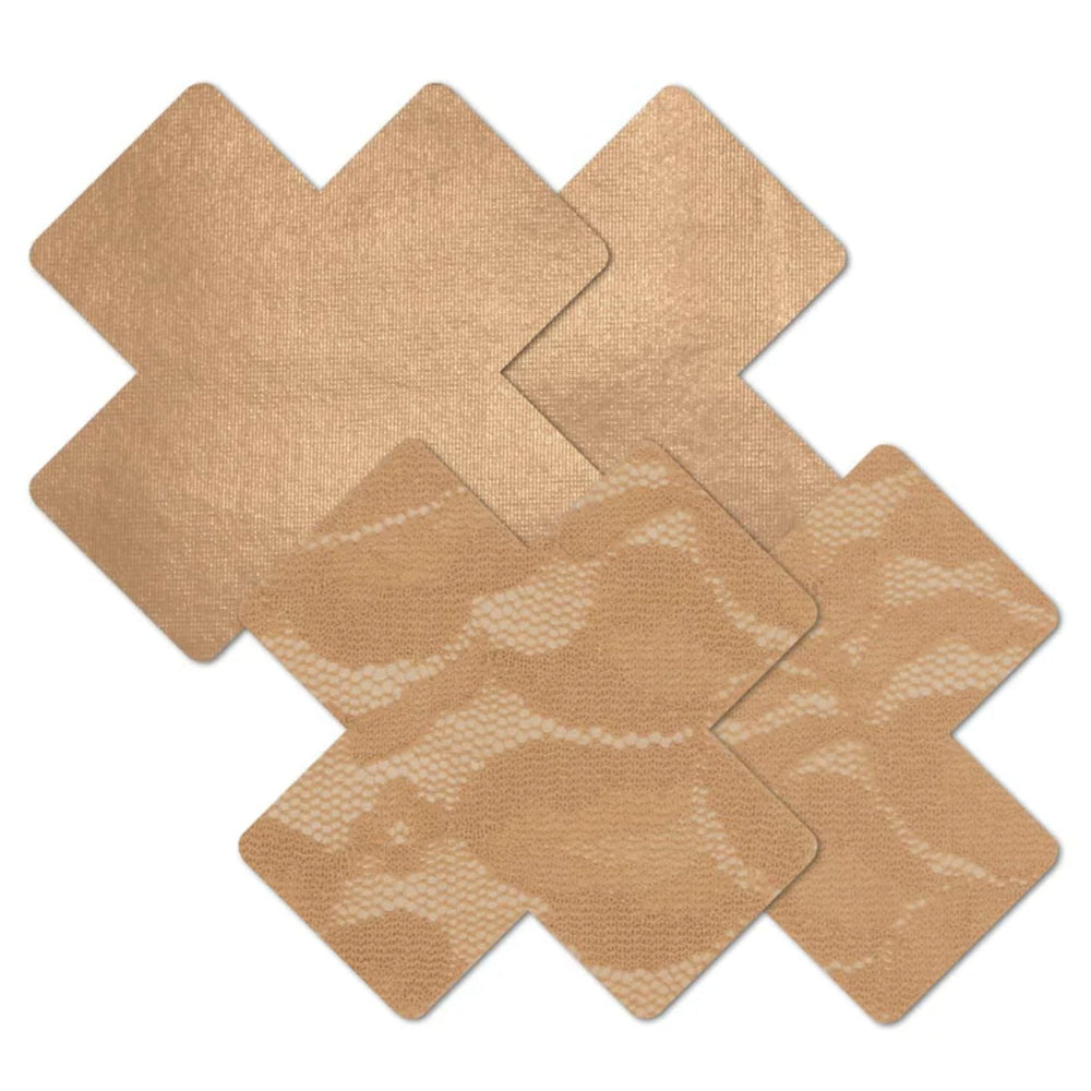 Nippies Caramel Cross Nipple Covers-Behind the Outfit Solutions-B-SIX-Caramel-Size B-Anna Bella Fine Lingerie, Reveal Your Most Gorgeous Self!