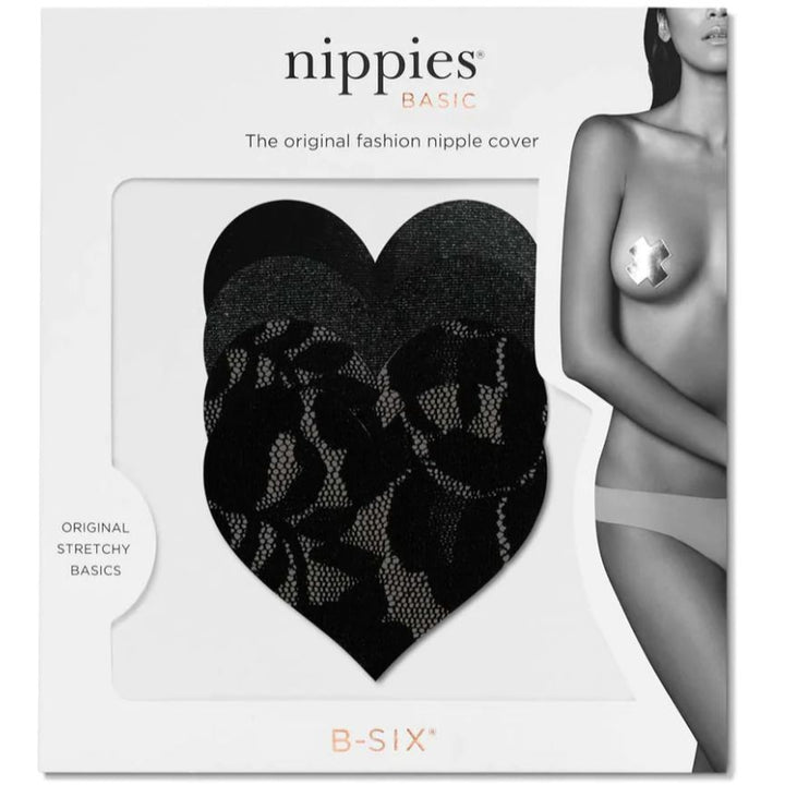 Nippies Skin Black Heart Nipple Covers-Behind the Outfit Solutions-B-SIX-Black-Size B (smaller)-Anna Bella Fine Lingerie, Reveal Your Most Gorgeous Self!