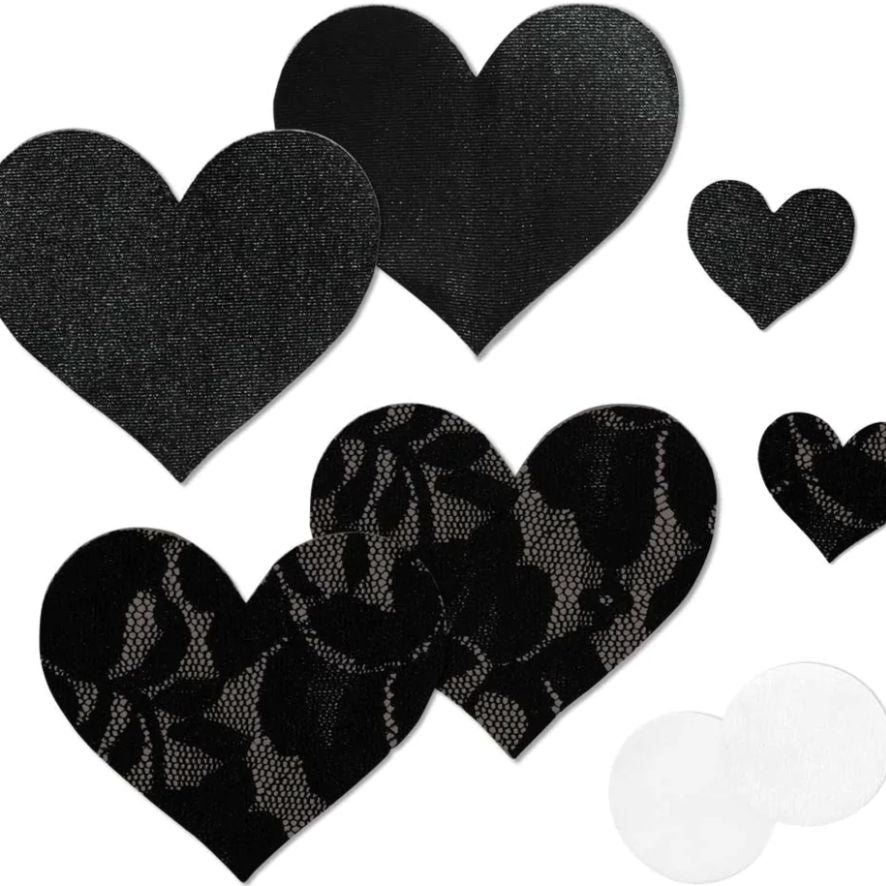 Nippies Skin Black Heart Nipple Covers-Behind the Outfit Solutions-B-SIX-Black-Size B (smaller)-Anna Bella Fine Lingerie, Reveal Your Most Gorgeous Self!