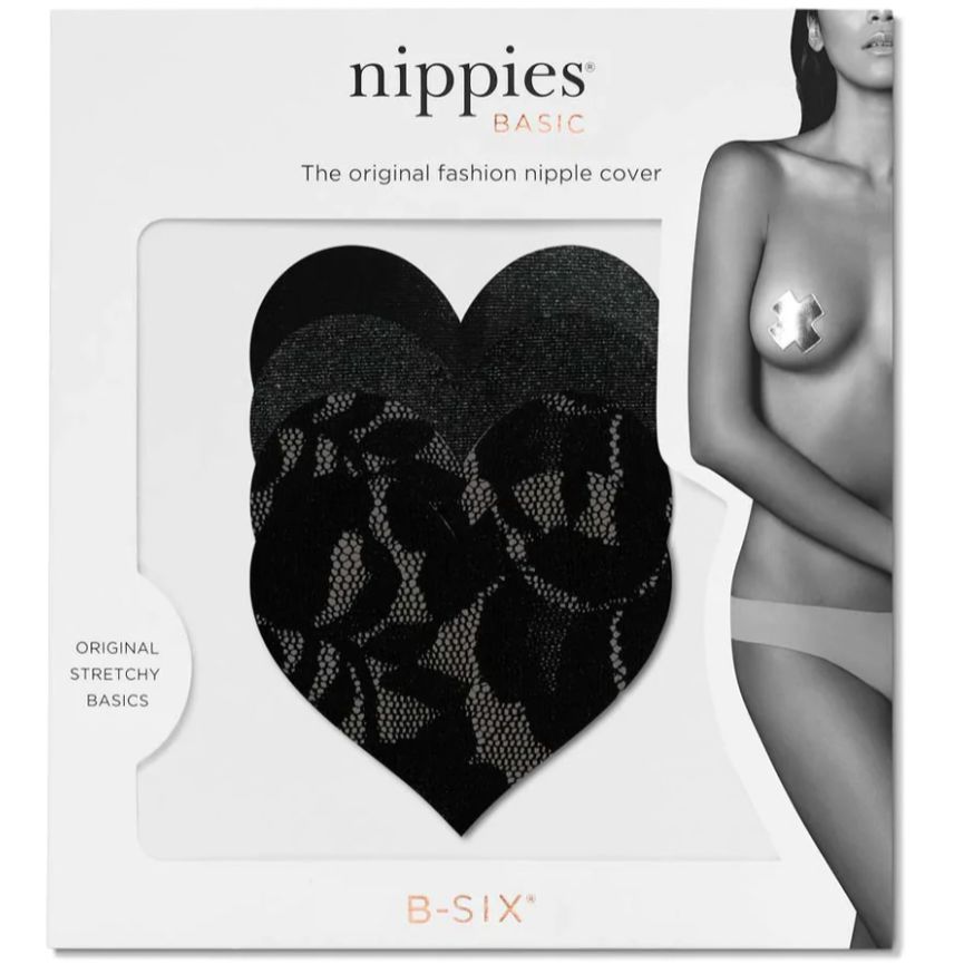 Nippies Skin Black Heart Nipple Covers-Anna Bella Fine Lingerie-Black-One Size-