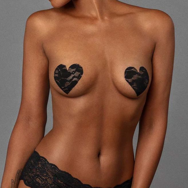 Nippies Skin Black Heart Nipple Covers-Anna Bella Fine Lingerie-Black-One Size-