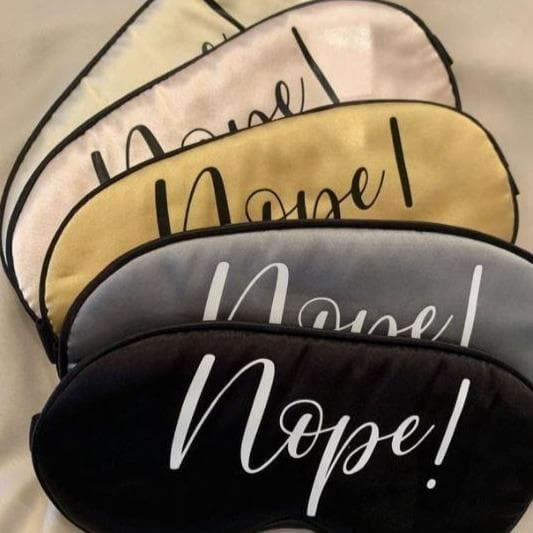 "Nope!" Satin Eye Mask-Eye Masks-Anna Bella Fine Lingerie-Gold-Anna Bella Fine Lingerie, Reveal Your Most Gorgeous Self!