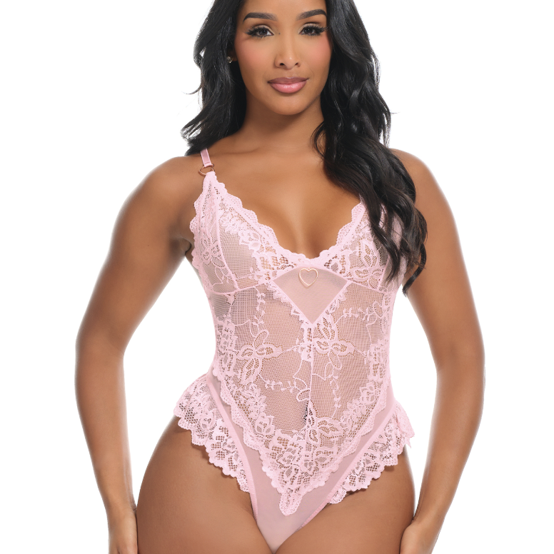 Oh La La Cheri Forever Valentine Soft Cup Teddy 52-12178 in Almond Blossom-Bodysuit-Oh la la Cheri-Almond Blossom-Small-Anna Bella Fine Lingerie, Reveal Your Most Gorgeous Self!