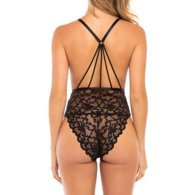 Oh La La Cheri Jeana High Leg Galloon Lace Teddy in Black 52-11156-Anna Bella Fine Lingerie-Black-Small/Medium-