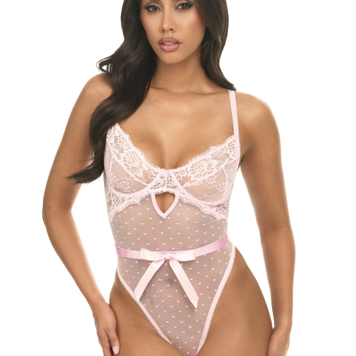 Oh La La Cheri Josie Teddy 52-12025 in Pink Tulle-Anna Bella Fine Lingerie-Pink Tulle-Small-